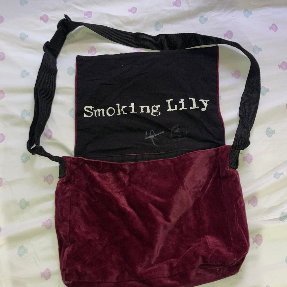 Smoking Lily Velvet Shoulder Bag in Deep Burgundy